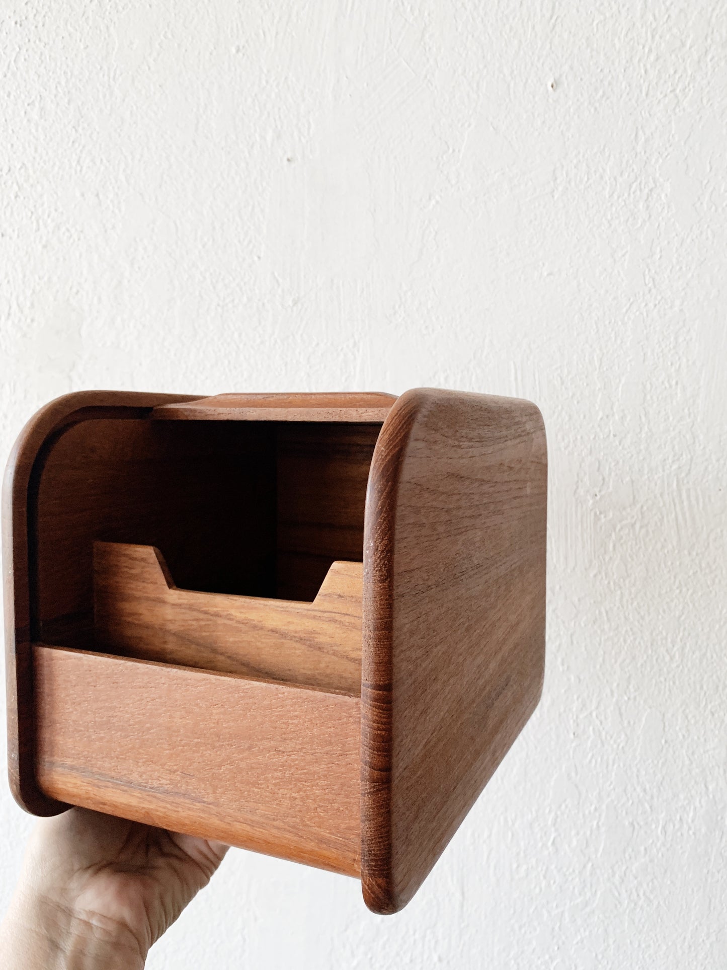 Vintage Teak Tambour Recipe Box