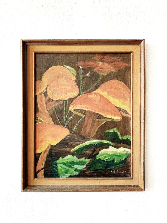 Vintage Framed Mushroom Painting