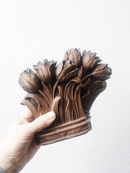 Pair of Syroco Wood Tulip Bookends