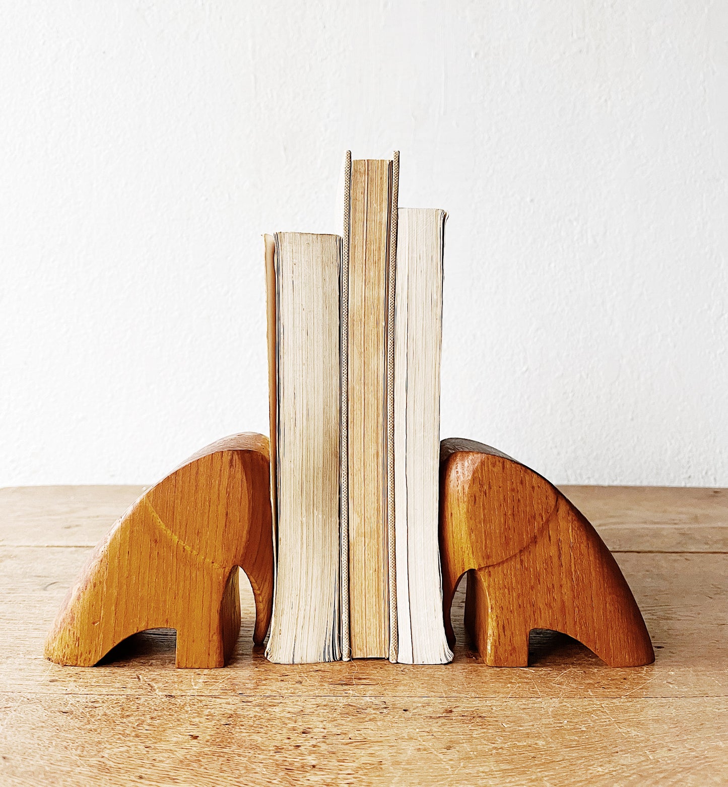 Solid Wood Elephant Bookends