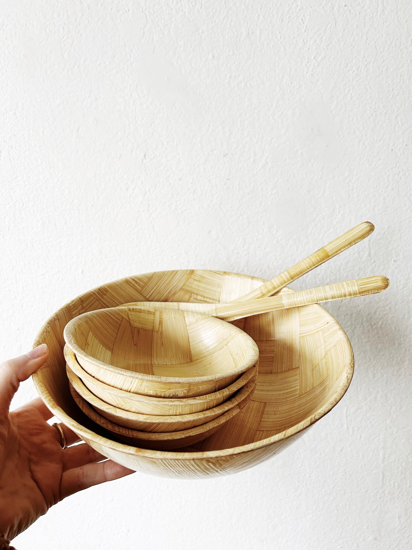 Vintage Bamboo Salad Set