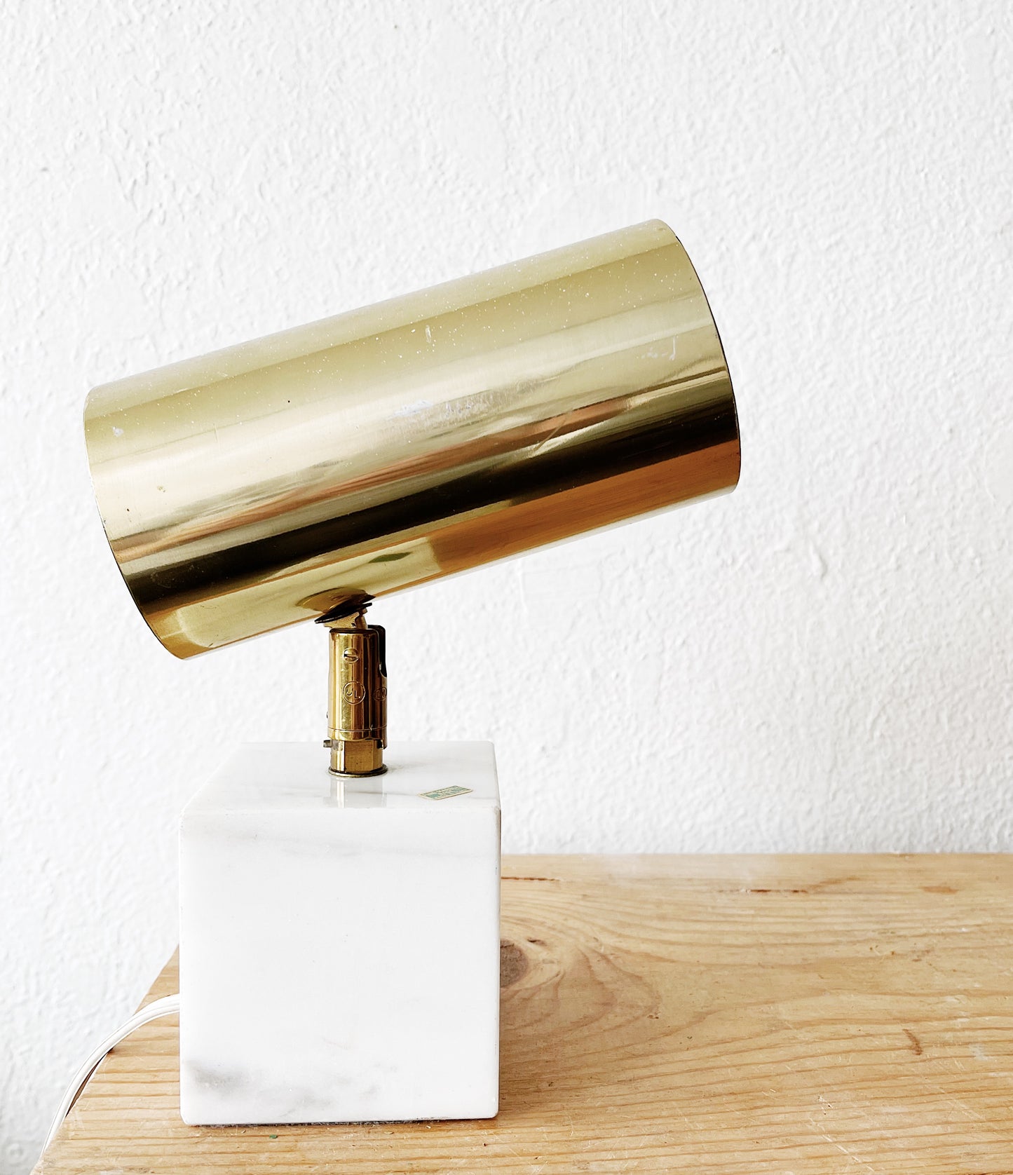Vintage Marble and Brass Spotlight
