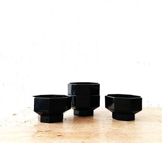 Vintage Black Glass Dessert Bowls