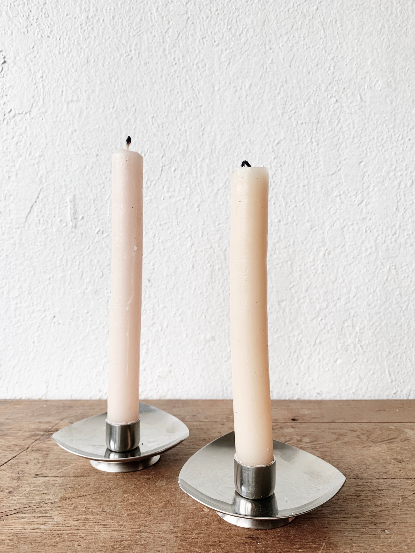 Mid Century Danish Stainless Steel Candle Holders