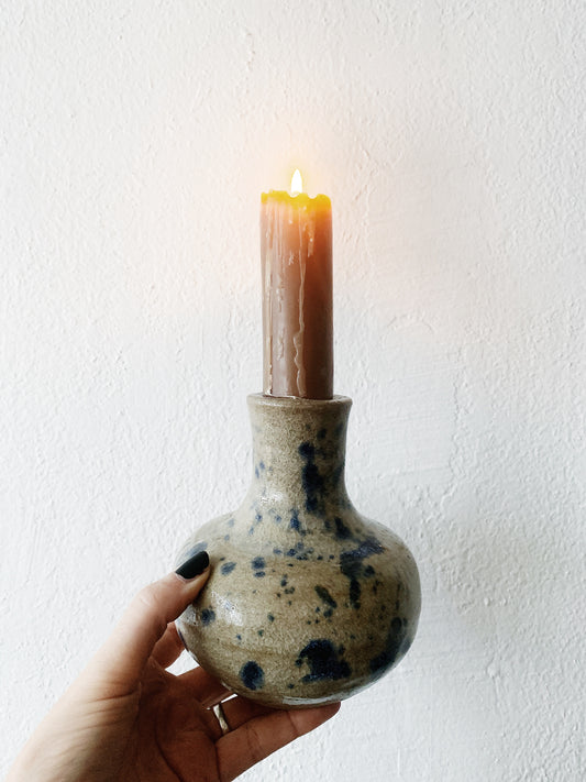 Handmade Stoneware Vase with Candle