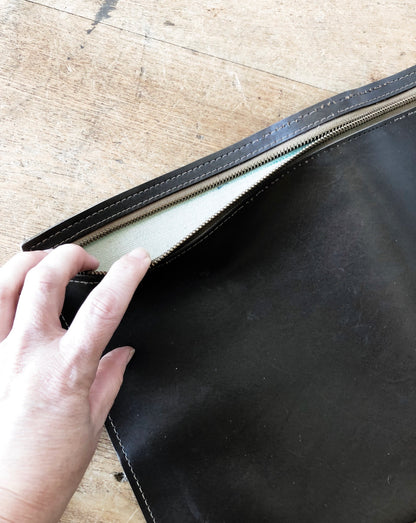 Vintage Faux Leather Zip Pouch