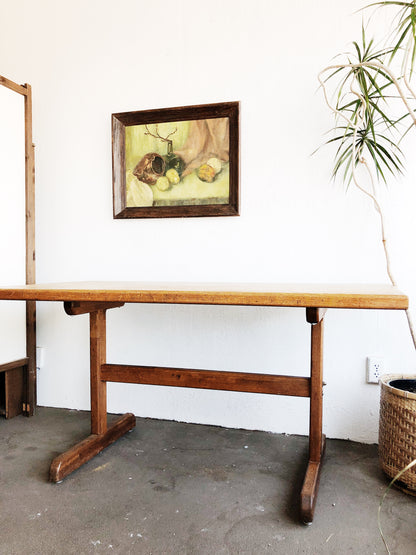 Vintage Butcherblock Trestle Table