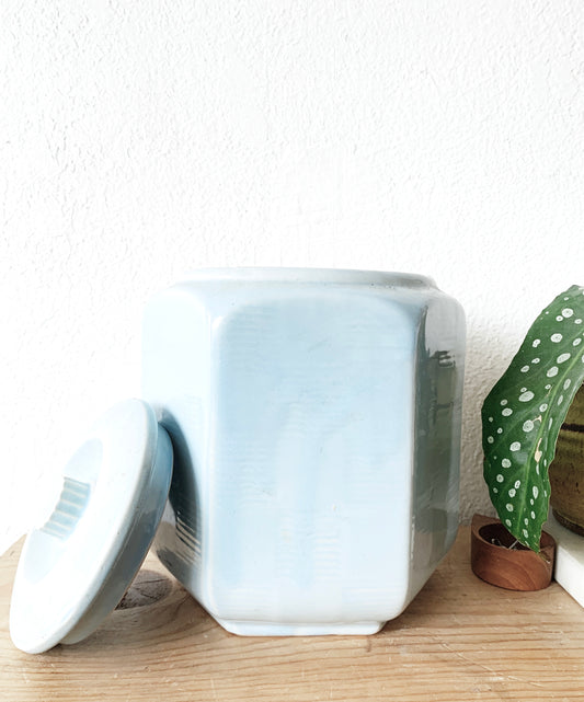 Pale Blue USA Ware Ceramic Lidded Canister