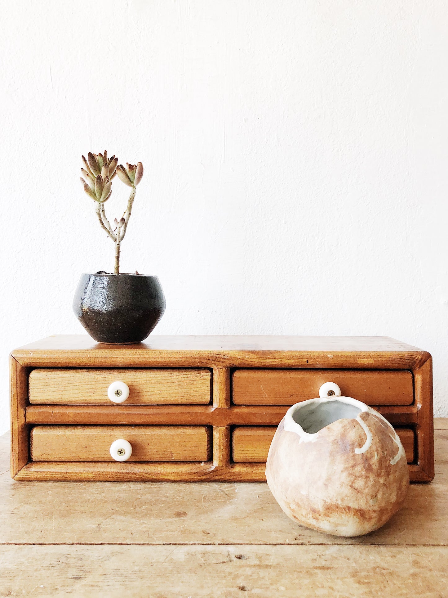 Vintage Wall Shelf with Drawers
