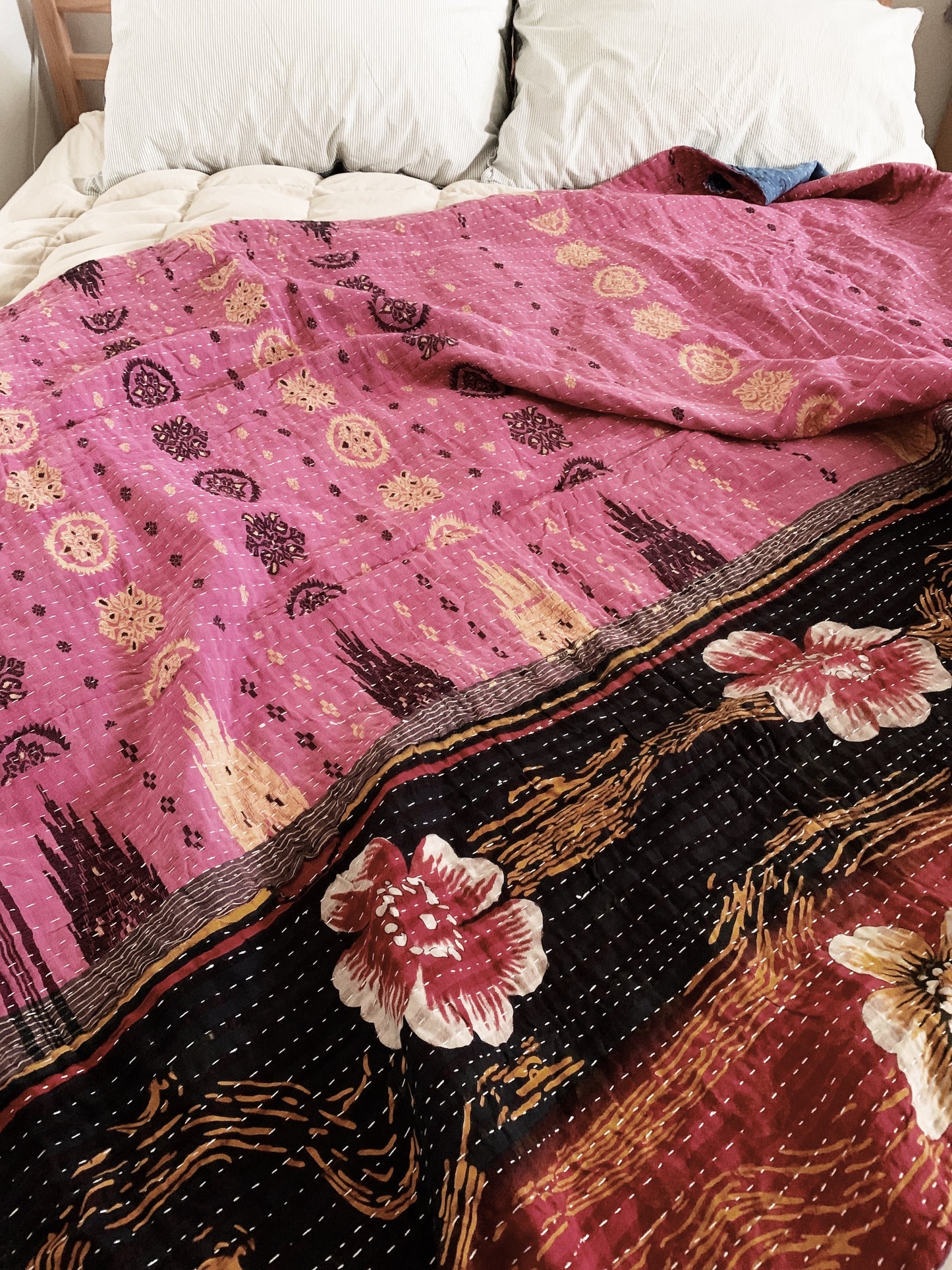 Vintage Reversible Kantha Quilt