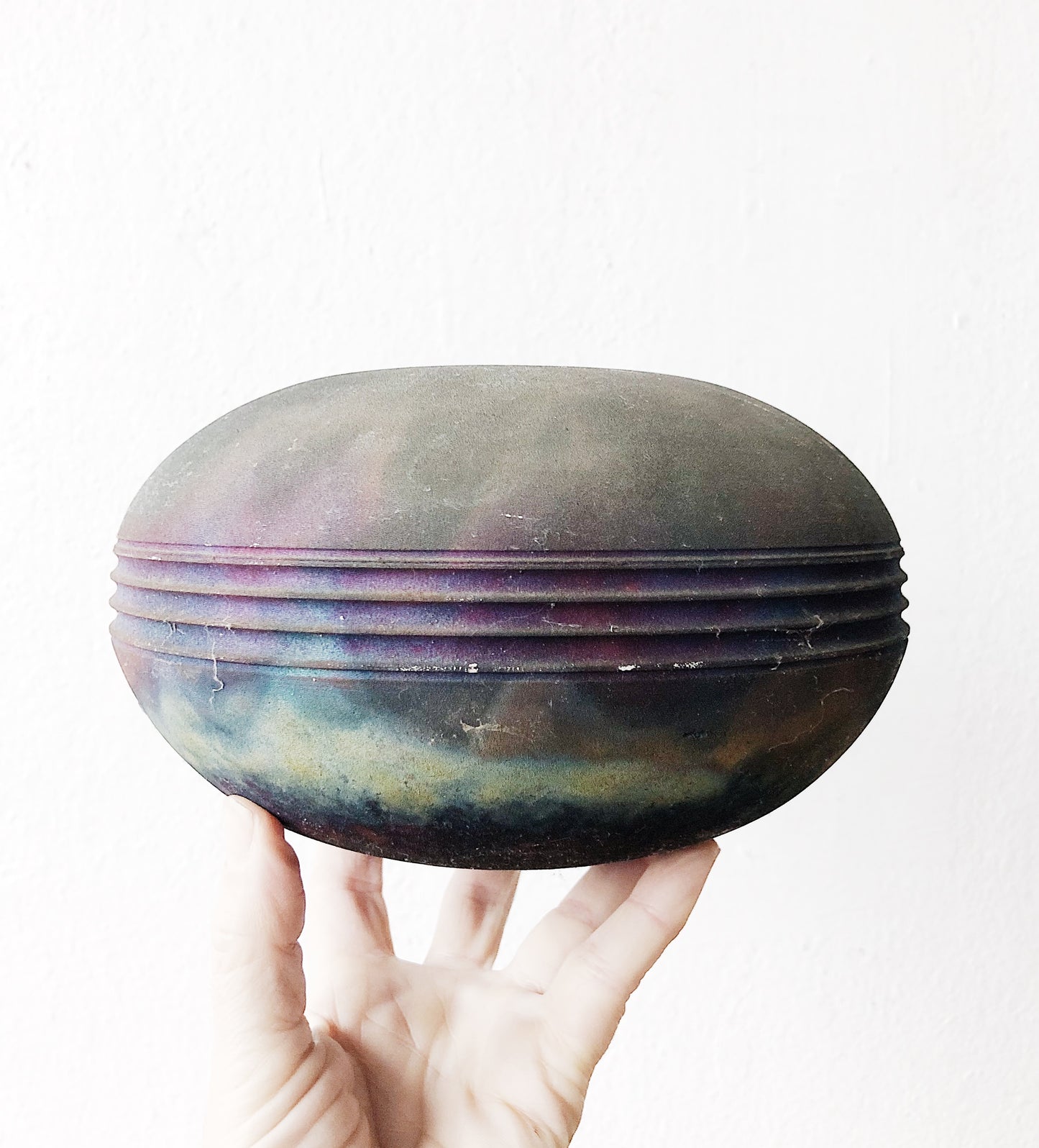 Handmade Raku Saucer Vase