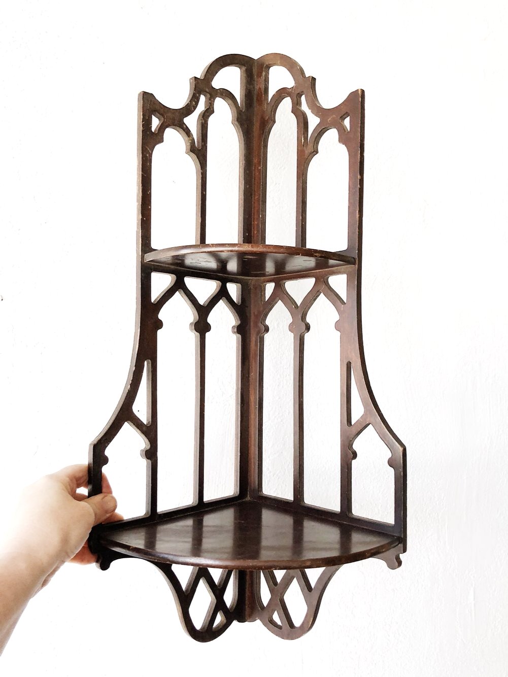 Antique Cathedral Corner Shelf