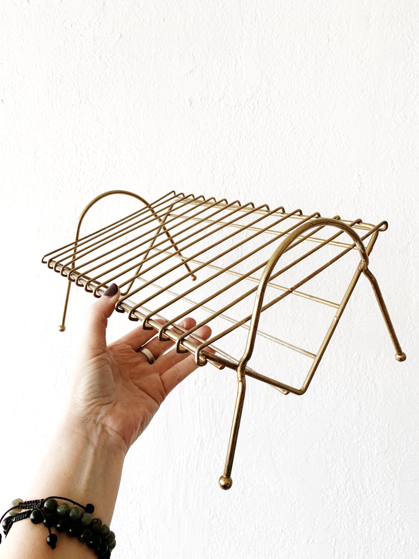 Mid Century Goldtone Album Rack