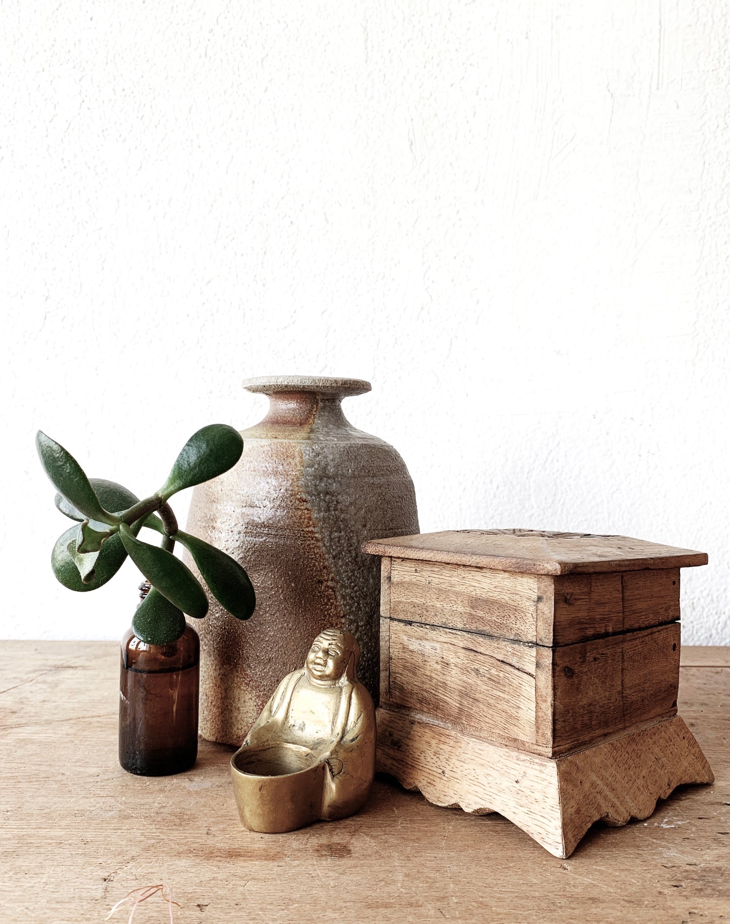 Brass Buddha with Incense/Offering Bowl