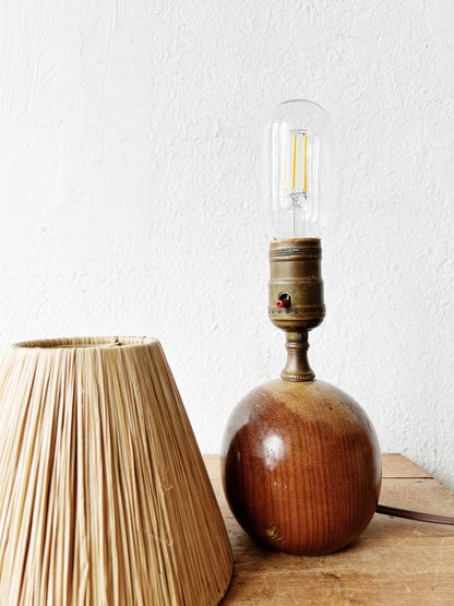 Small Vintage Burl Wood Lamp with Shade