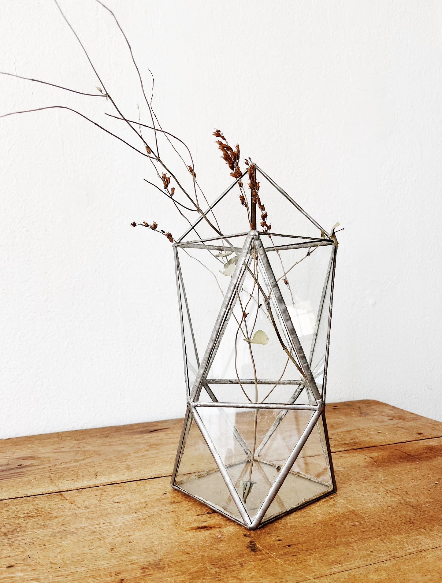 Vintage Leaded Glass Display Case