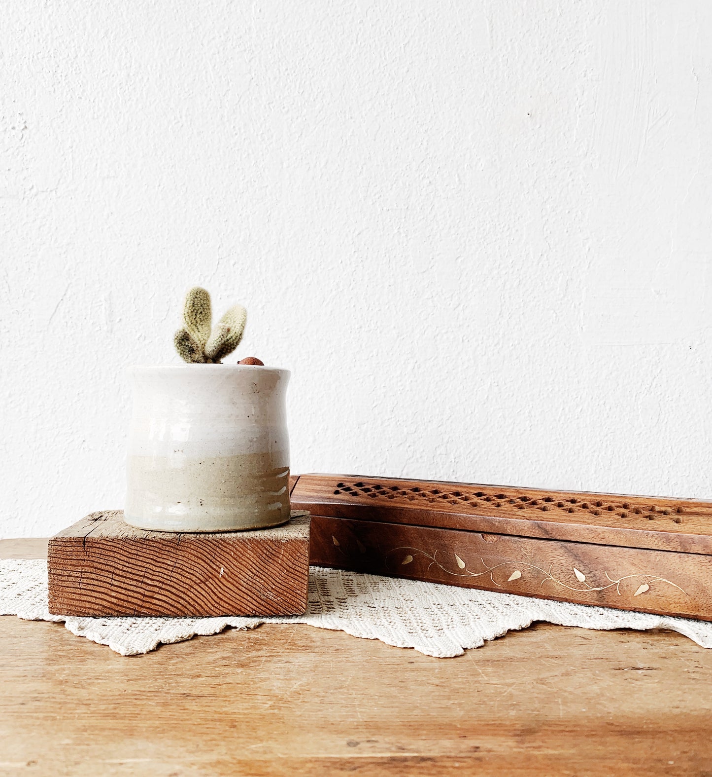 Vintage Wood Incense Burner/ Holder