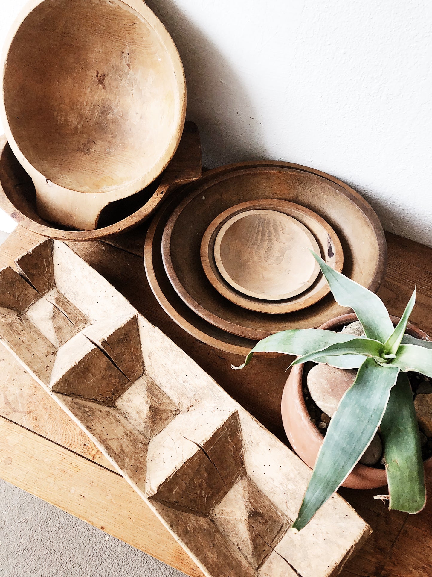 Antique Carved Wood Platter