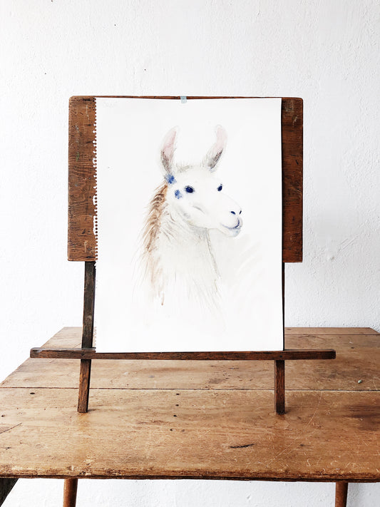 Vintage Original Llama Watercolor