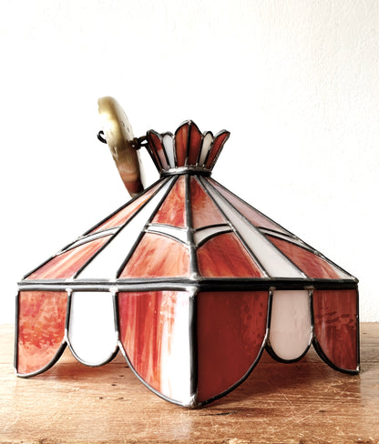Vintage Leaded Stained Glass Pendant Light