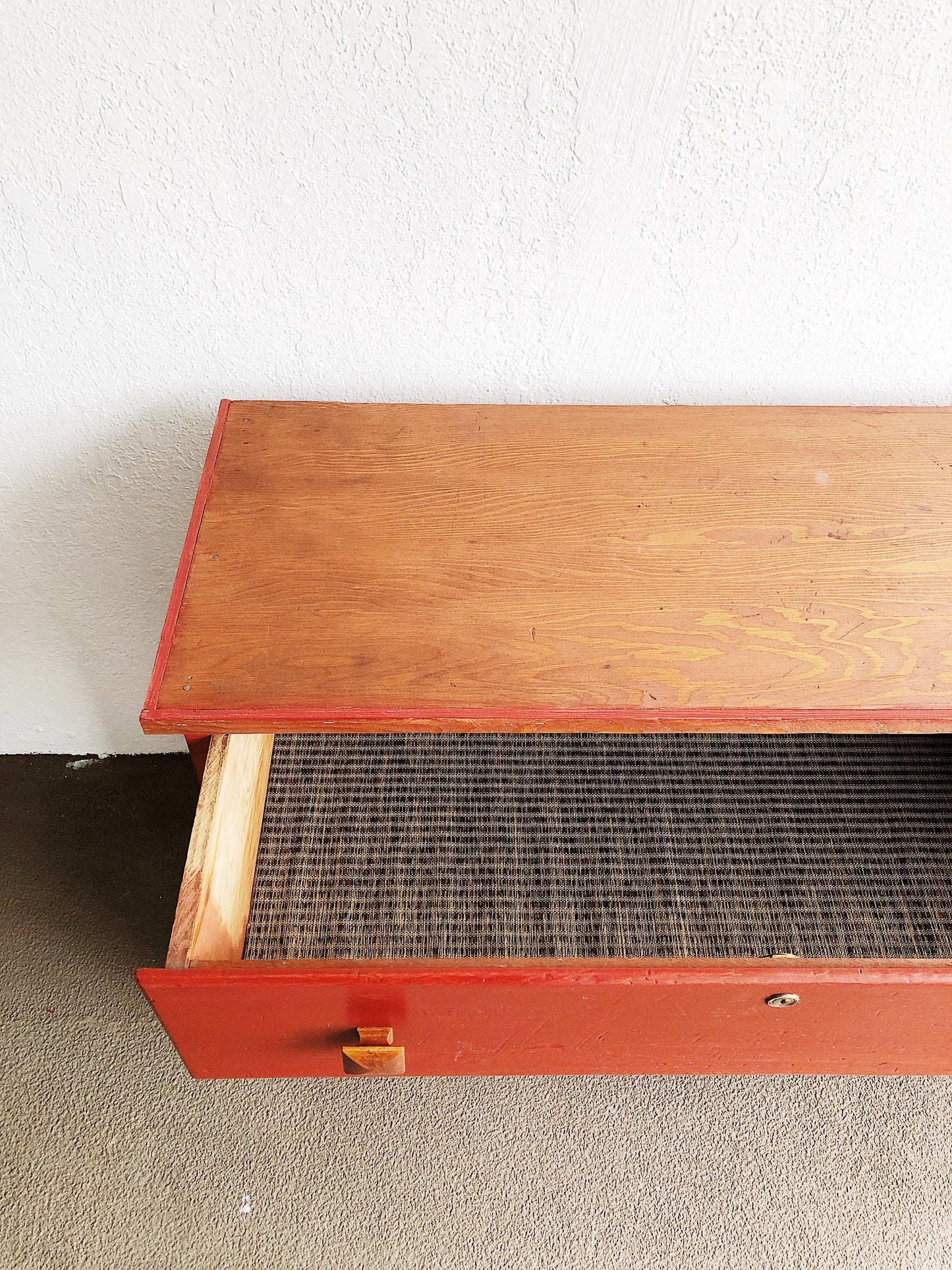 Vintage Handmade Coral Low Dresser