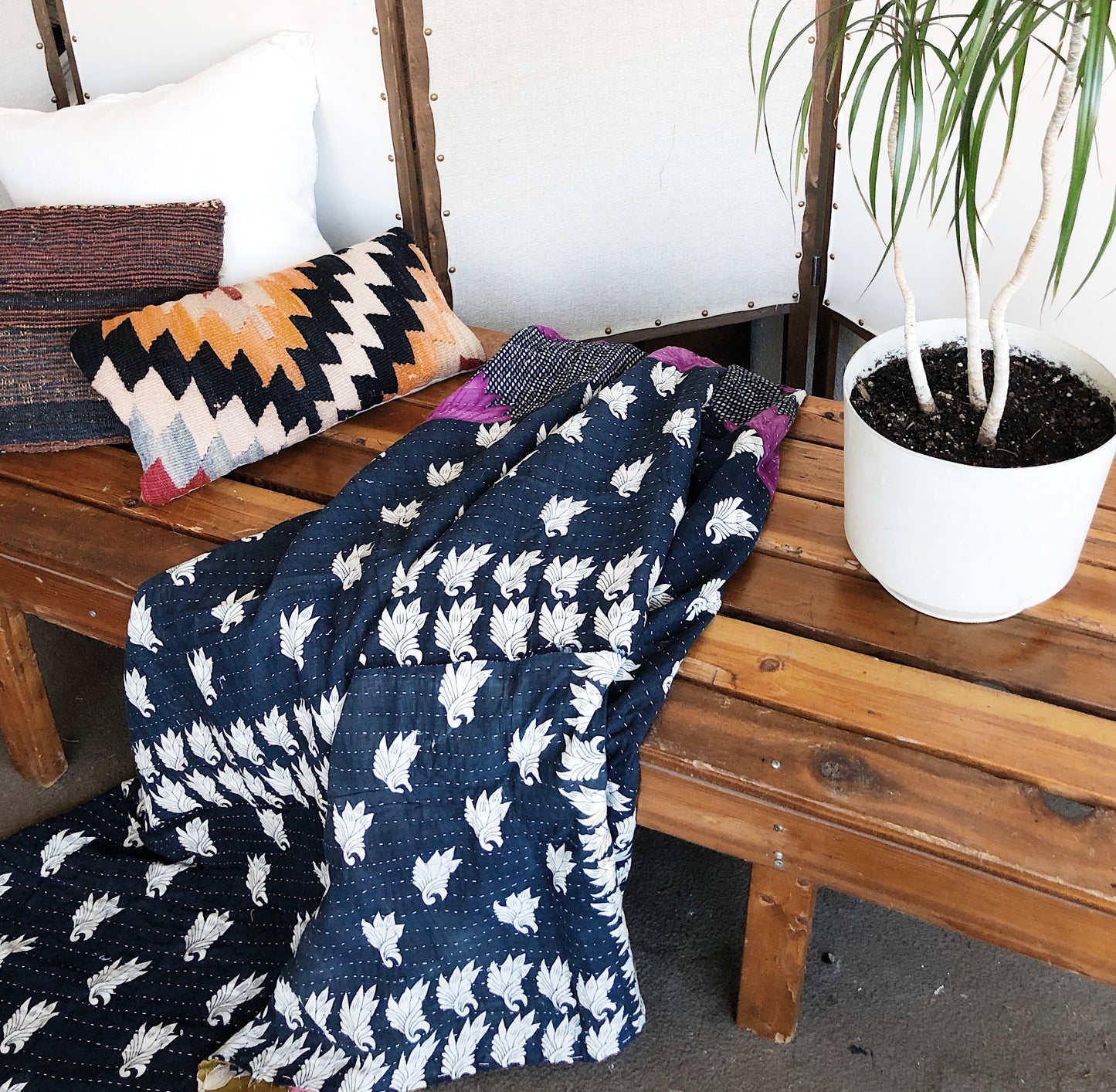 Reversible Vintage Kantha Quilt