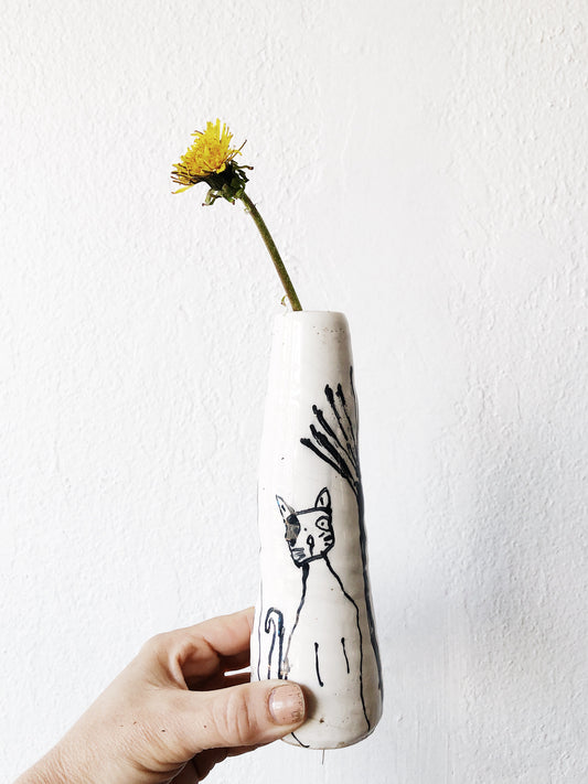 Handmade Vintage Cat Vase