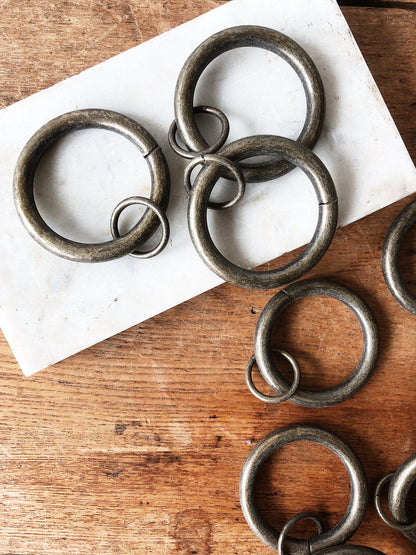 Vintage Set 10 Solid Brass Curtain Rings