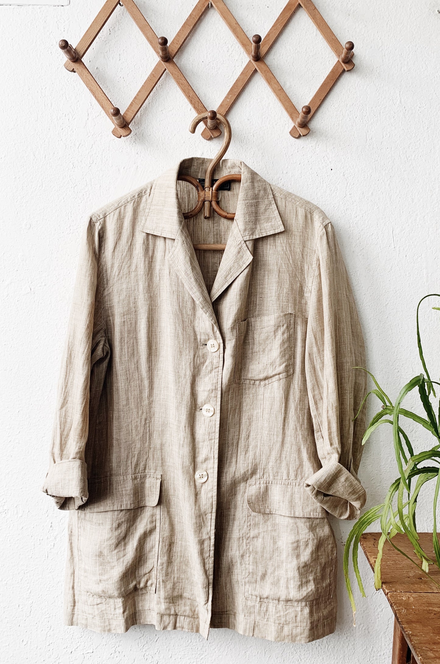 Vintage Pinstriped Linen Blazer