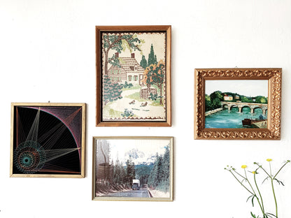 Vintage Original Framed String Art