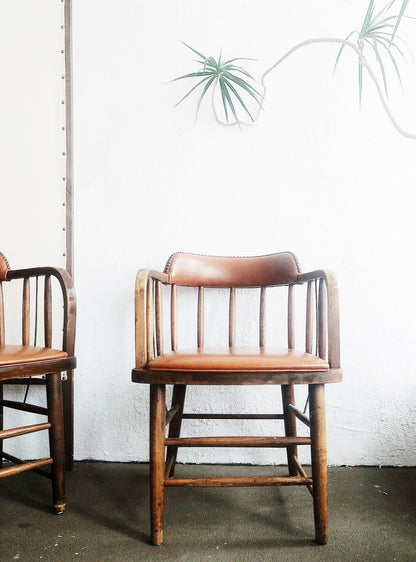 Pair Vintage Upholstered Captains Chairs