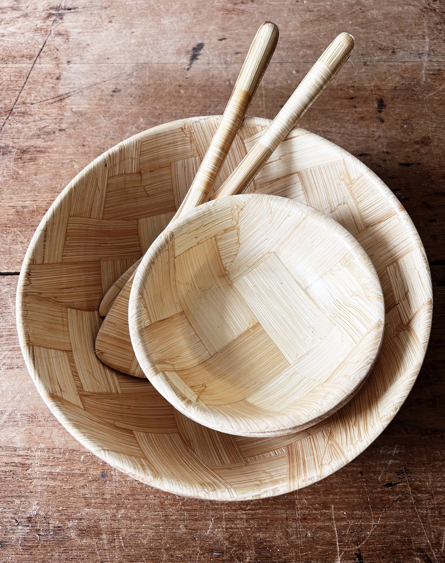 Vintage Bamboo Salad Set
