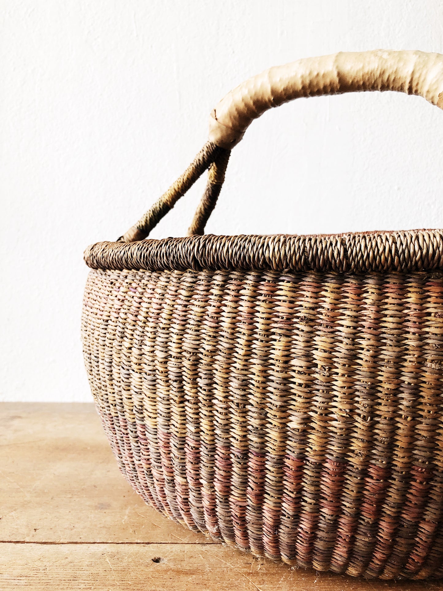 Leather Handled Bolga Basket