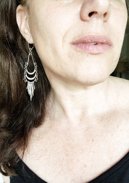 Vintage Silver Fringe Earrings