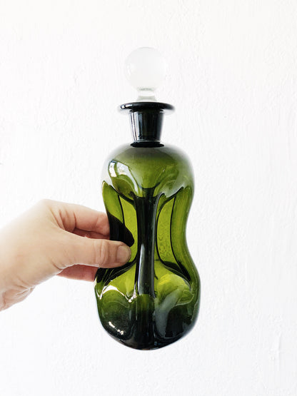 Green Glass Oil and Vinegar Cruets
