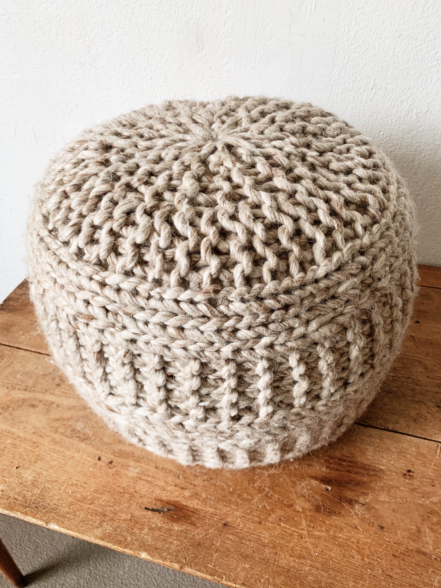 Handknit Wool Pouf