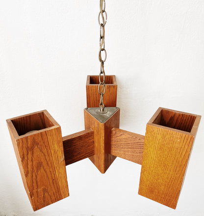 Vintage 1970s Wood Pendant Lamp