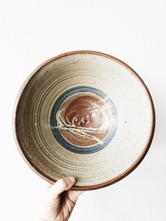 Large Handmade Stoneware Pottery Bowl