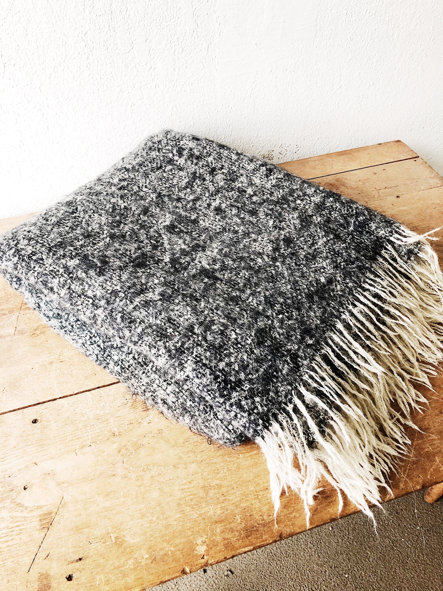Vintage Salt and Pepper Wool Blanket