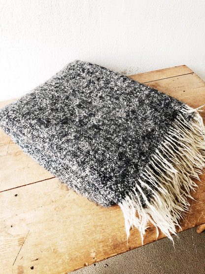 Vintage Salt and Pepper Wool Blanket