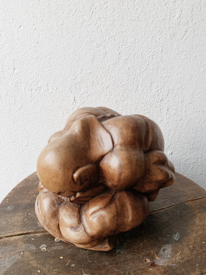 Large Carved Wood Weeping Buddha