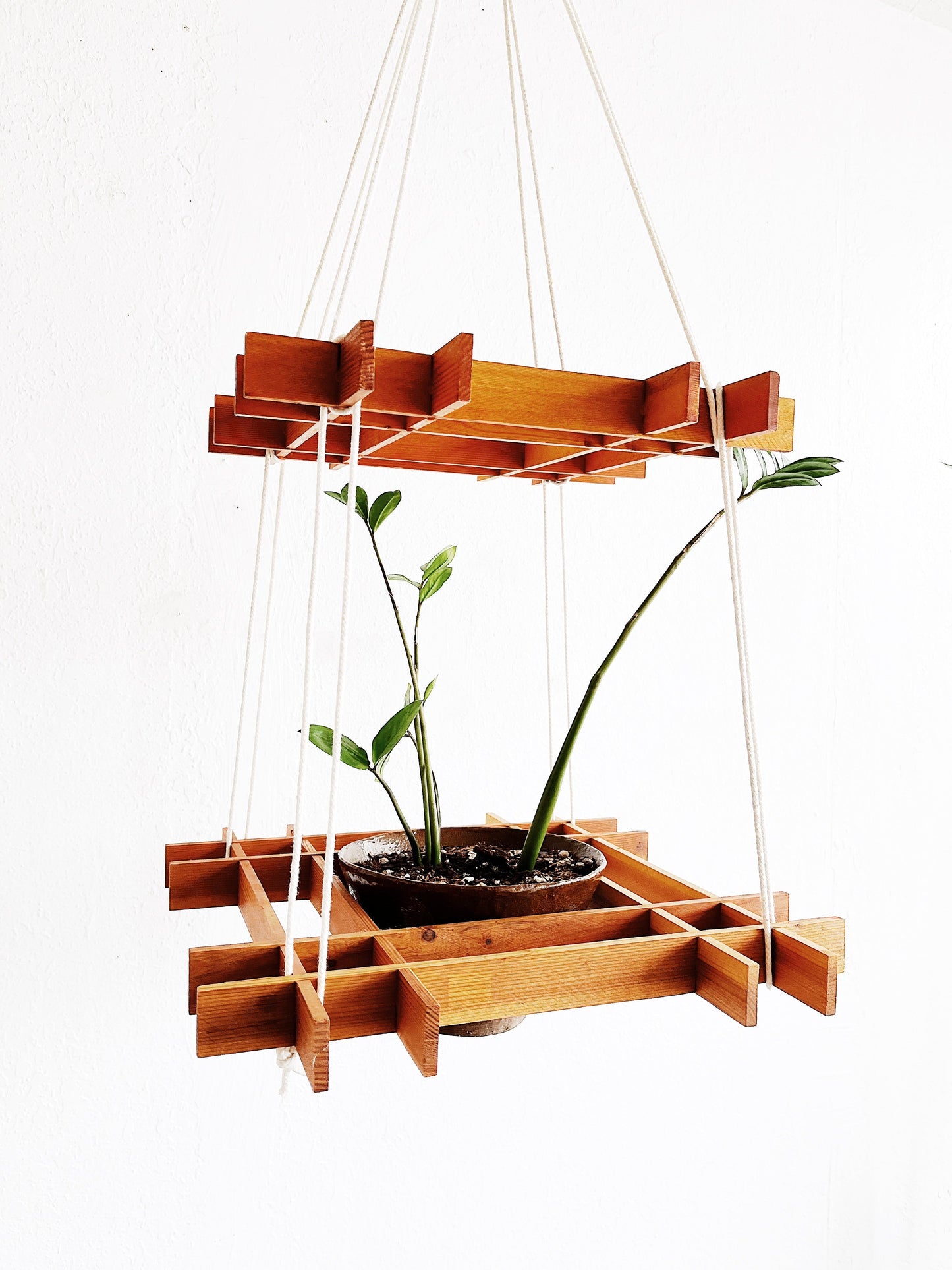 Wooden Grid Plant Hanger