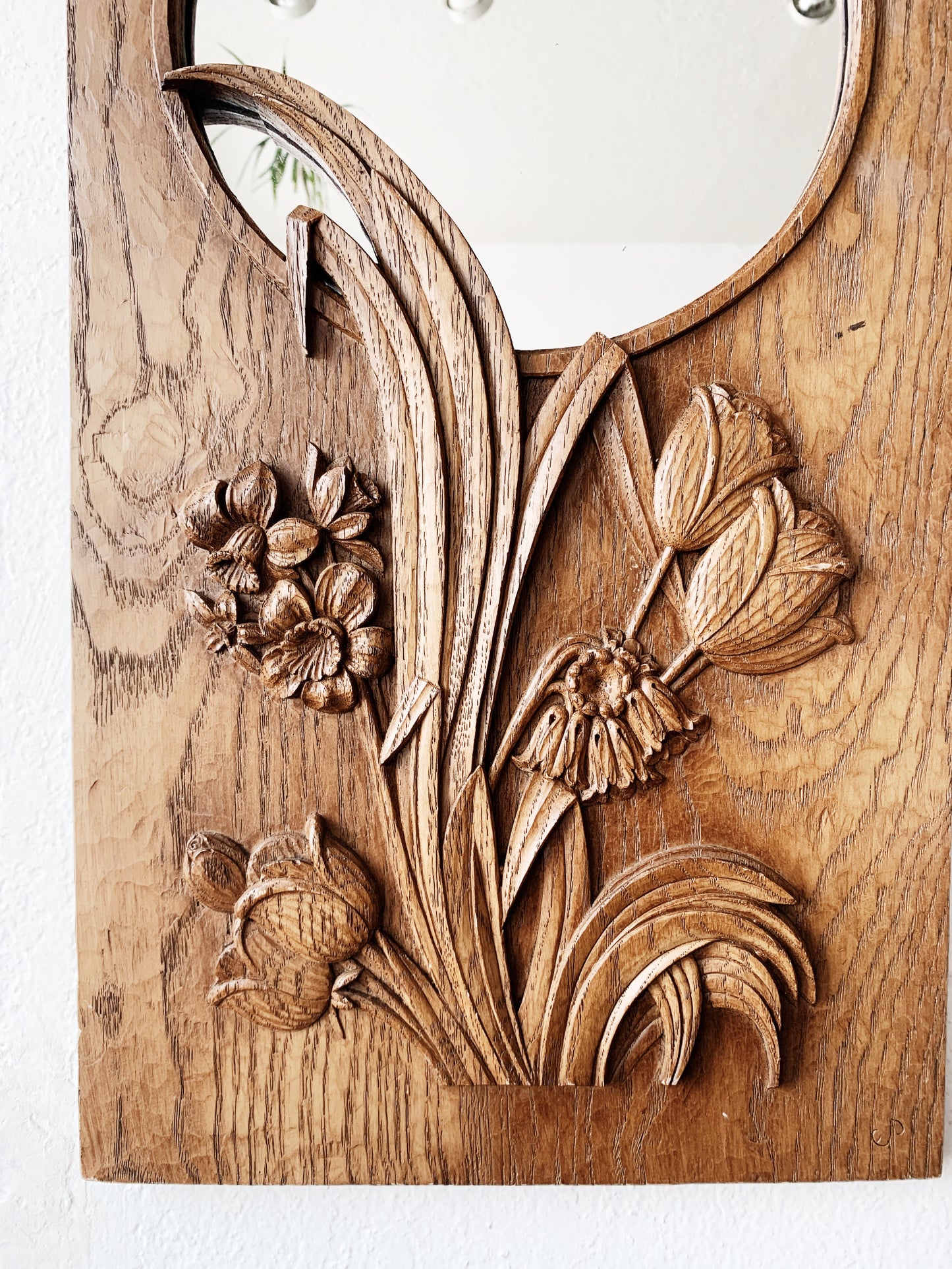 Vintage Carved Wood Art Mirror