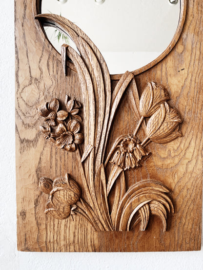 Vintage Carved Wood Art Mirror