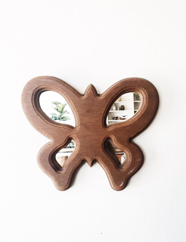 Vintage Wood Butterfly Mirror