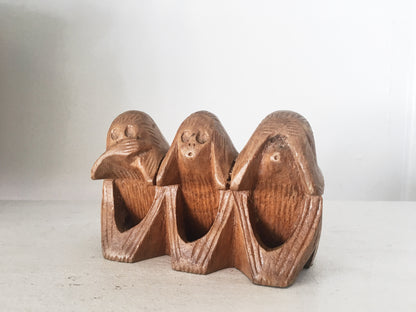 Carved Wood Wise Monkeys