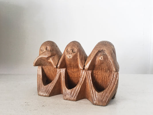 Carved Wood Wise Monkeys