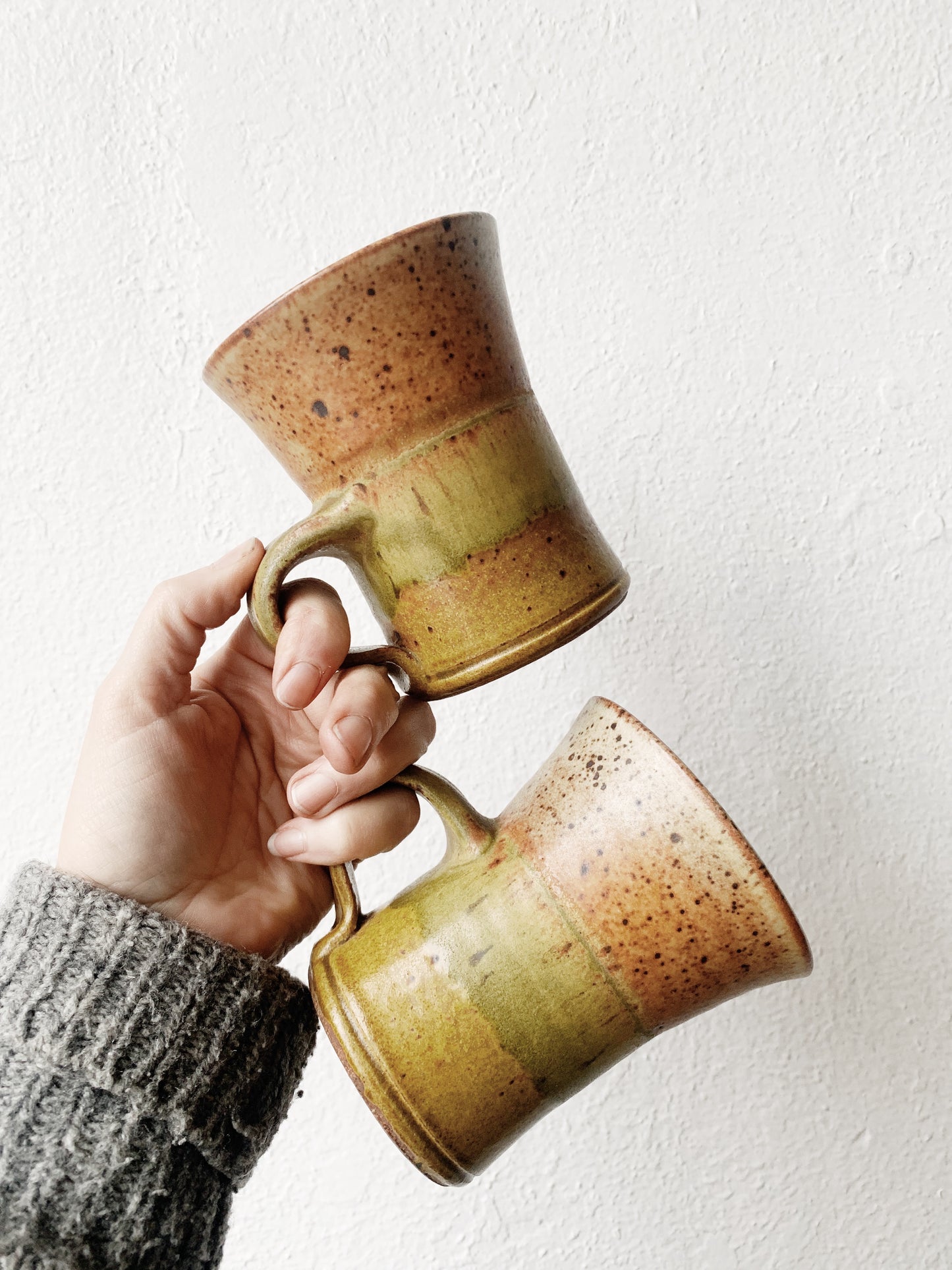 RESERVED Vintage Pottery mug Pair