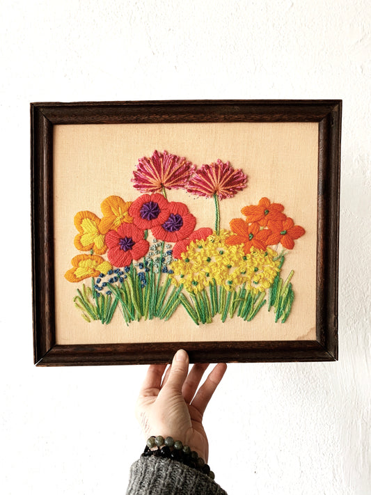 Vintage Framed Floral Embroidery