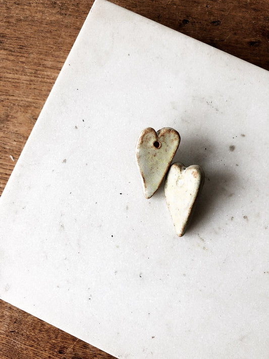 Vintage Ceramic Heart Earrings